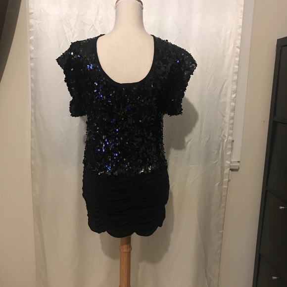 Black Mini Disc Sequins Dress - Picture 5 of 5